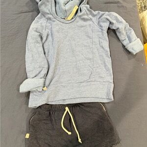 Kids Light Blue Hooded Pullover Sweatshirt - with shorts- childhoods clothing 3T